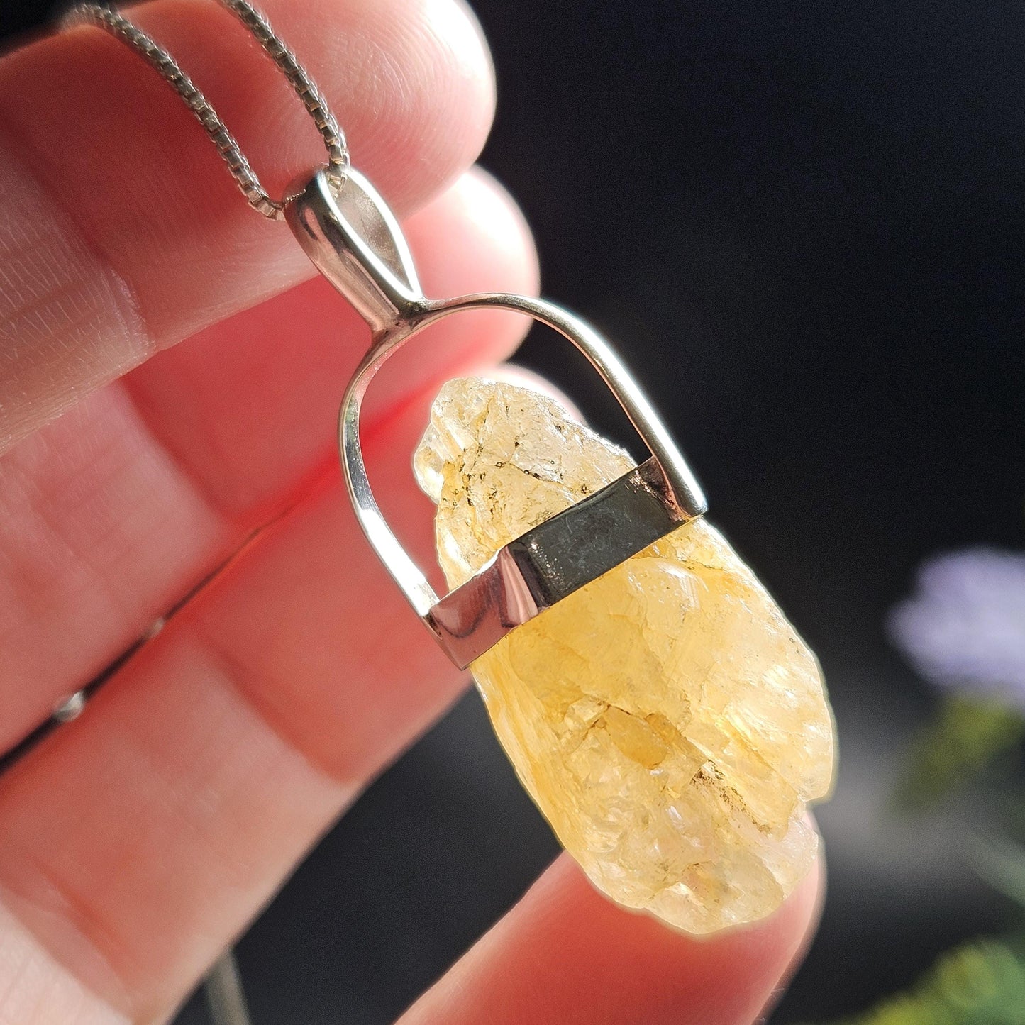 Golden Phenacite Pendant, Nigerian Phenakite Crystal Sterling Silver Necklace