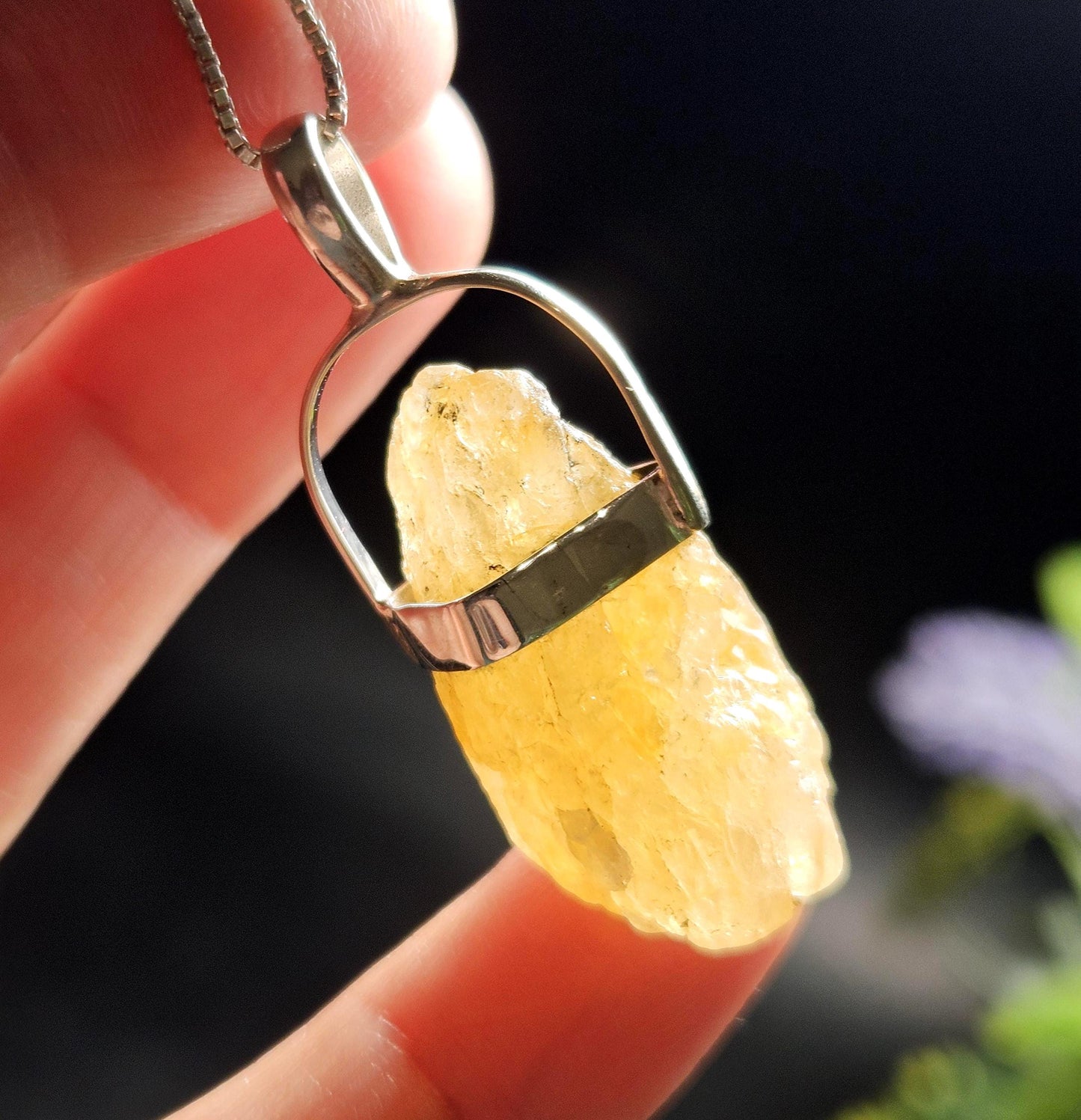Golden Phenacite Pendant, Nigerian Phenakite Crystal Sterling Silver Necklace