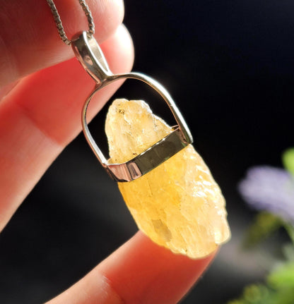 Golden Phenacite Pendant, Nigerian Phenakite Crystal Sterling Silver Necklace