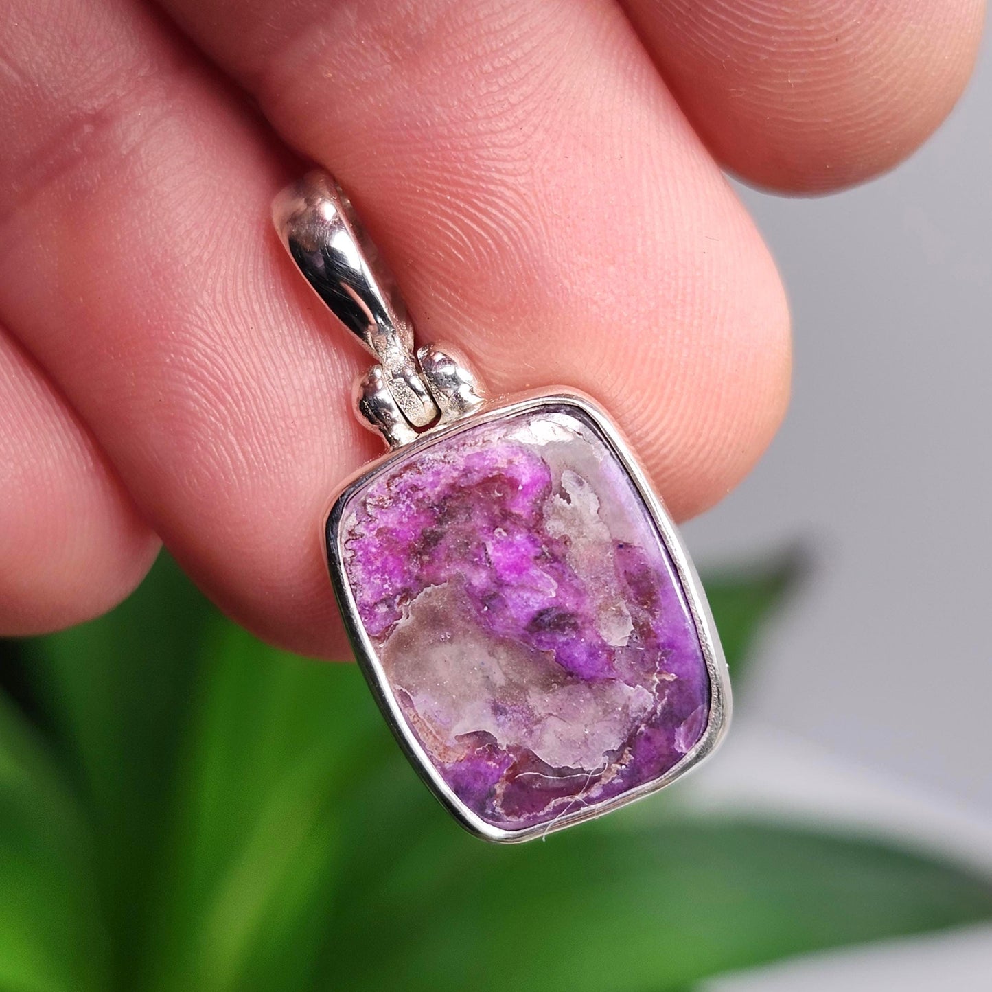 Gel Sugilite Pendant, Sterling Silver Sugilite Necklace