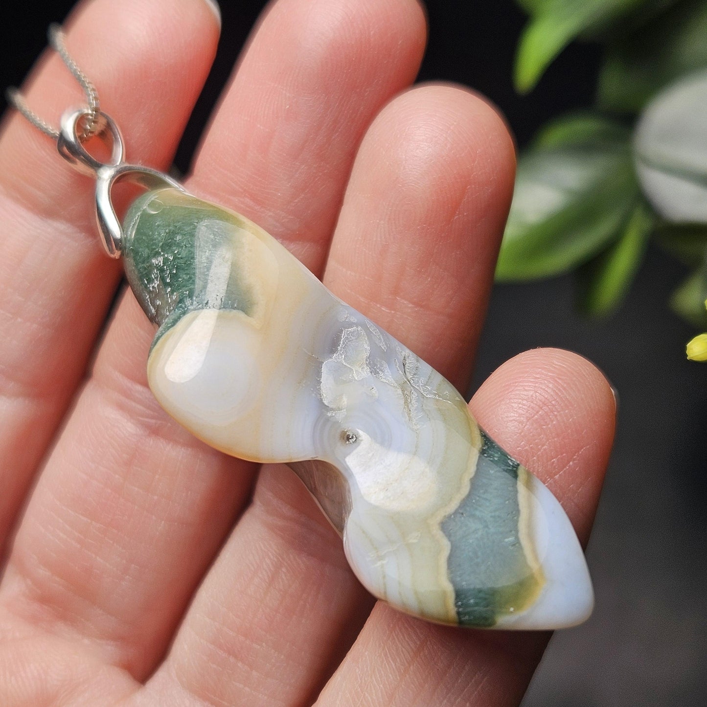 Vein 8 Ocean Jasper Pendant, Sterling Silver Madagascar Vein Eight Jasper
