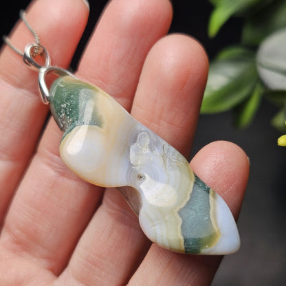 Vein 8 Ocean Jasper Pendant, Sterling Silver Madagascar Vein Eight Jasper