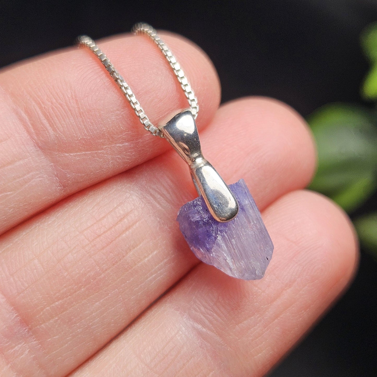 Tanzanite Crystal Sterling Silver Pendant, Raw Tanzanite Stone Jewelry