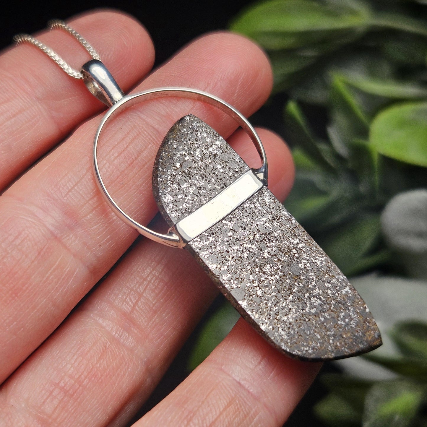 Meteorite Pendant, Natural Meteorite Sterling Silver Necklace