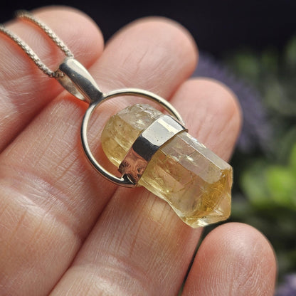 Golden Rainbow Apatite Crystal Pendant