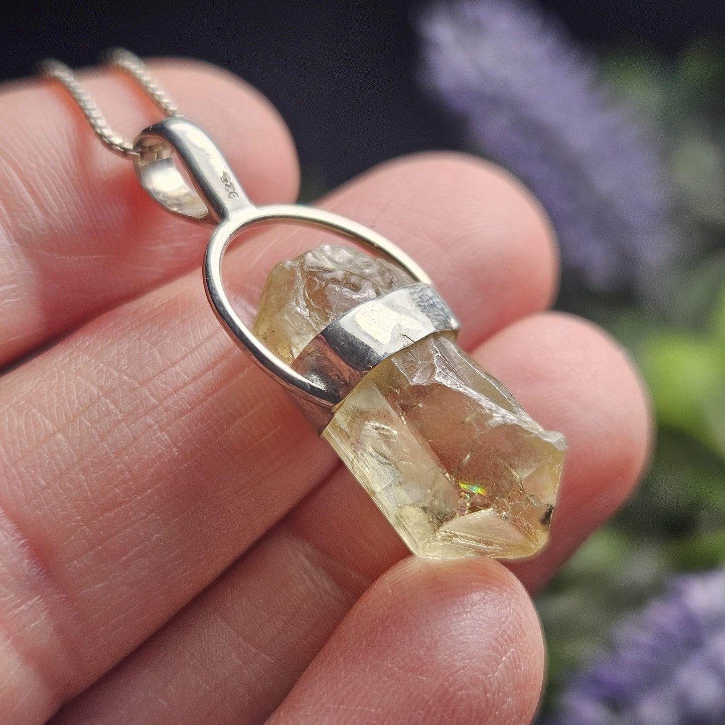 Golden Rainbow Apatite Crystal Pendant