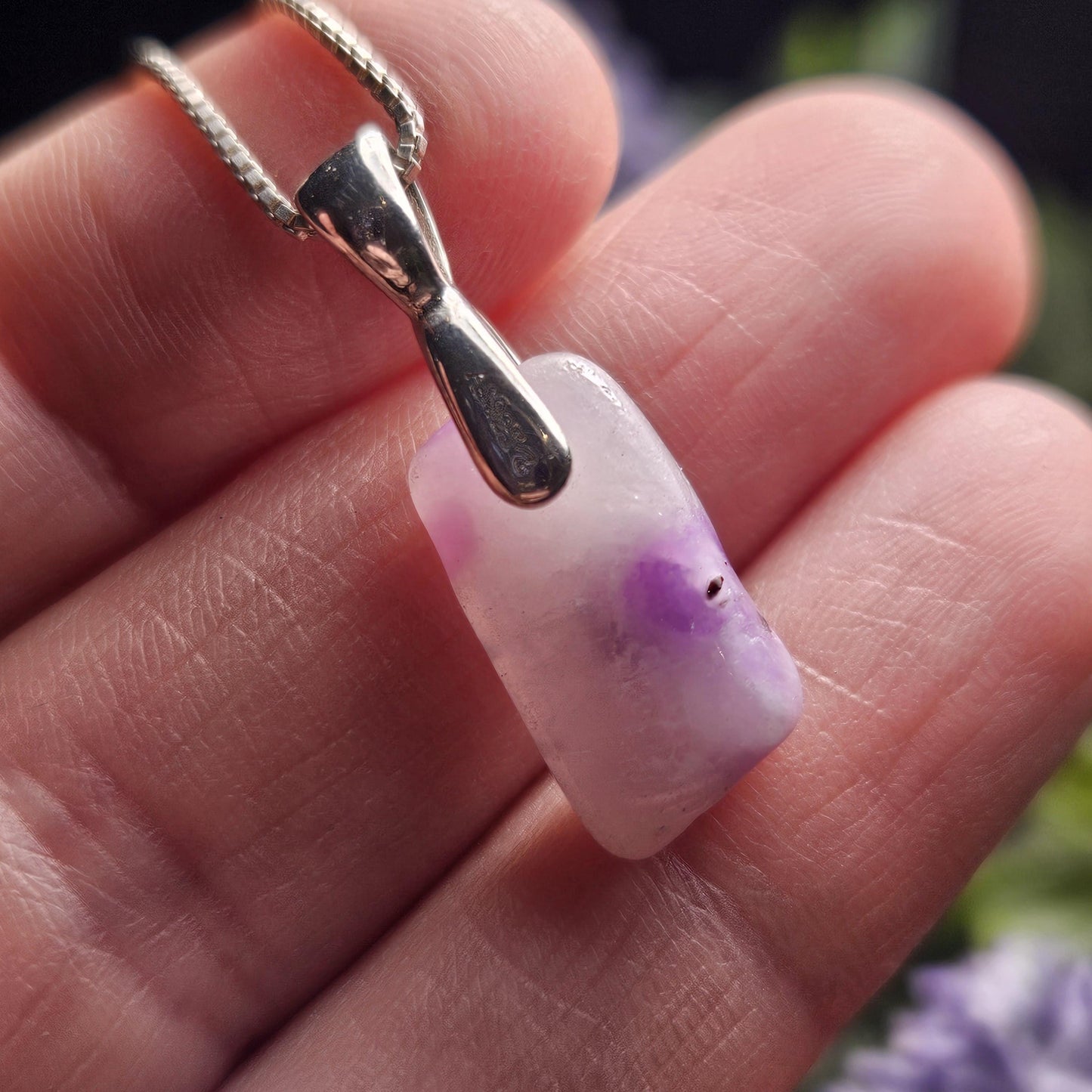 Gel Sugilite Crystal Pendant, Sterling Silver Polished Sugilite Necklace