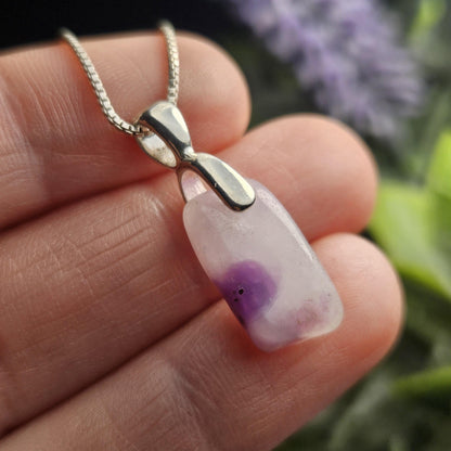 Gel Sugilite Crystal Pendant, Sterling Silver Polished Sugilite Necklace