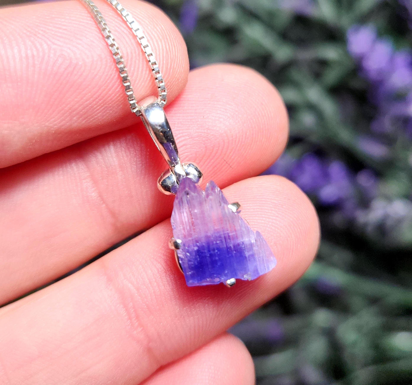 Tanzanite Sterling Silver Pendant, Bicolor Tanzanite Necklace