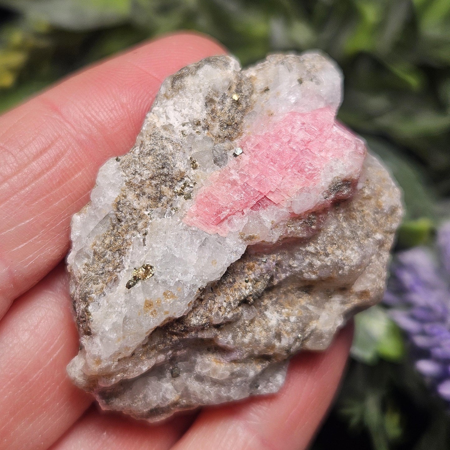 Rhodochrosite with Pyrite Specimen from Wutong Mine, Guangxi Province