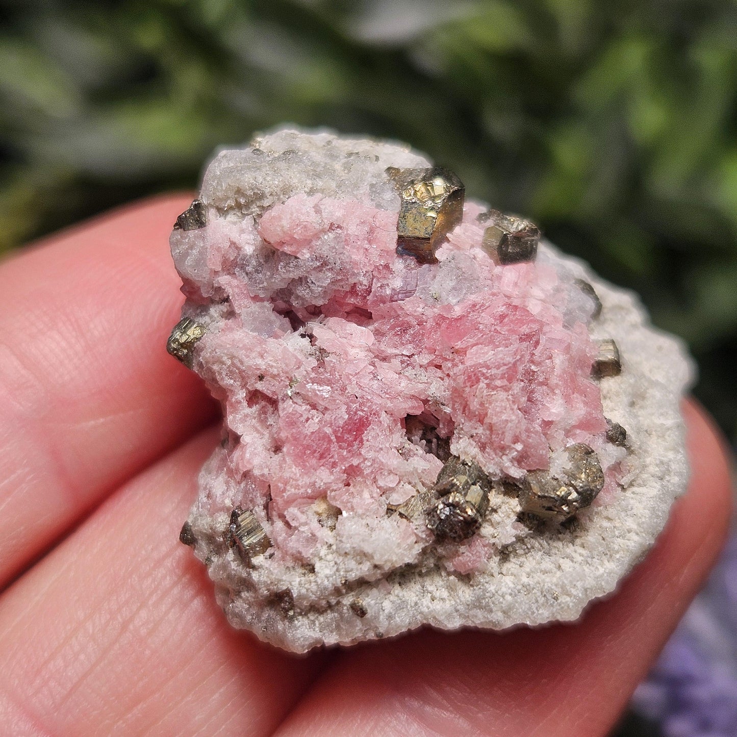 Rhodochrosite with Pyrite Specimen from Wutong Mine, Guangxi Province