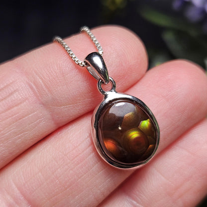 Mexican Fire Agate Pendant, Sterling Silver Polished Fire Agate Necklace