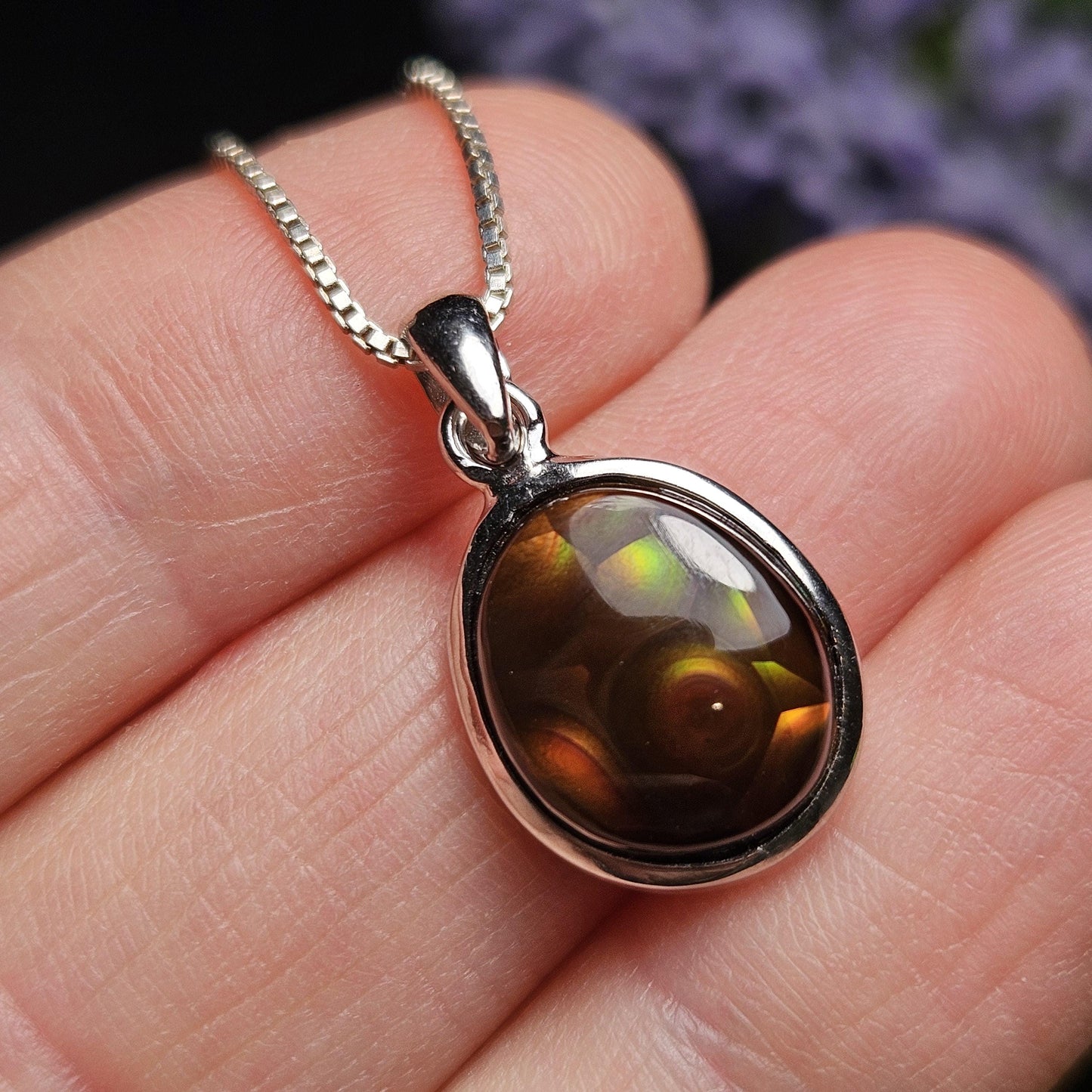 Mexican Fire Agate Pendant, Sterling Silver Polished Fire Agate Necklace
