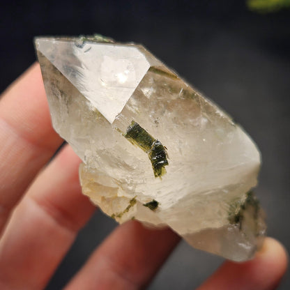 Green Tourmaline in Quartz Crystal 85.14g, Brazilian Quartz with Tourmaline, Green Tourmaline Specimen, Tourmaline Crystal