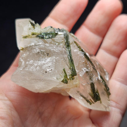 Green Tourmaline in Quartz Crystal 85.14g, Brazilian Quartz with Tourmaline, Green Tourmaline Specimen, Tourmaline Crystal