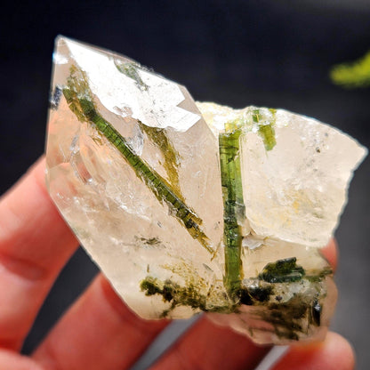 Green Tourmaline in Quartz Crystal 85.14g, Brazilian Quartz with Tourmaline, Green Tourmaline Specimen, Tourmaline Crystal