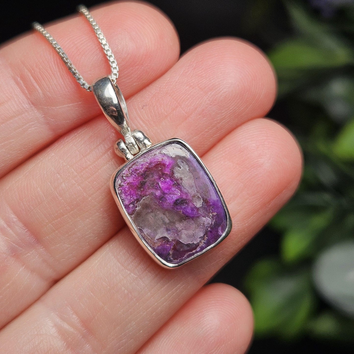 Gel Sugilite Pendant, Sterling Silver Sugilite Necklace