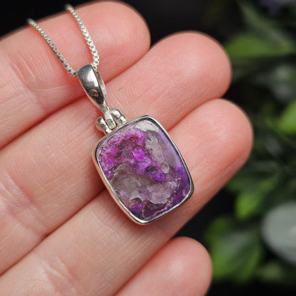 Gel Sugilite Pendant, Sterling Silver Sugilite Necklace