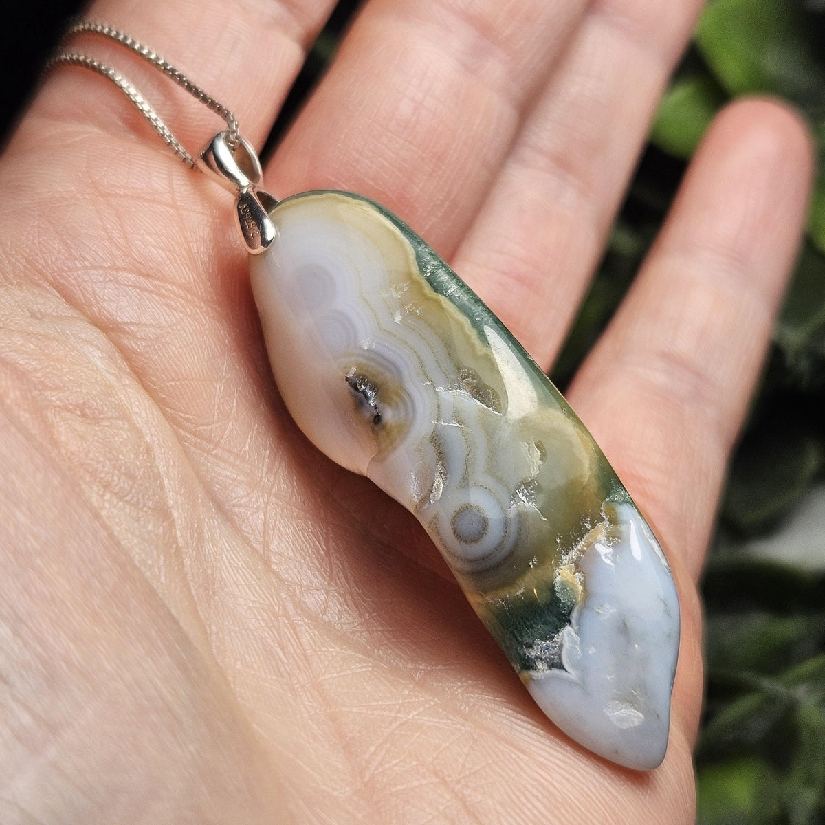 Vein 8 Ocean Jasper Pendant, Sterling Silver Madagascar Vein Eight Jasper