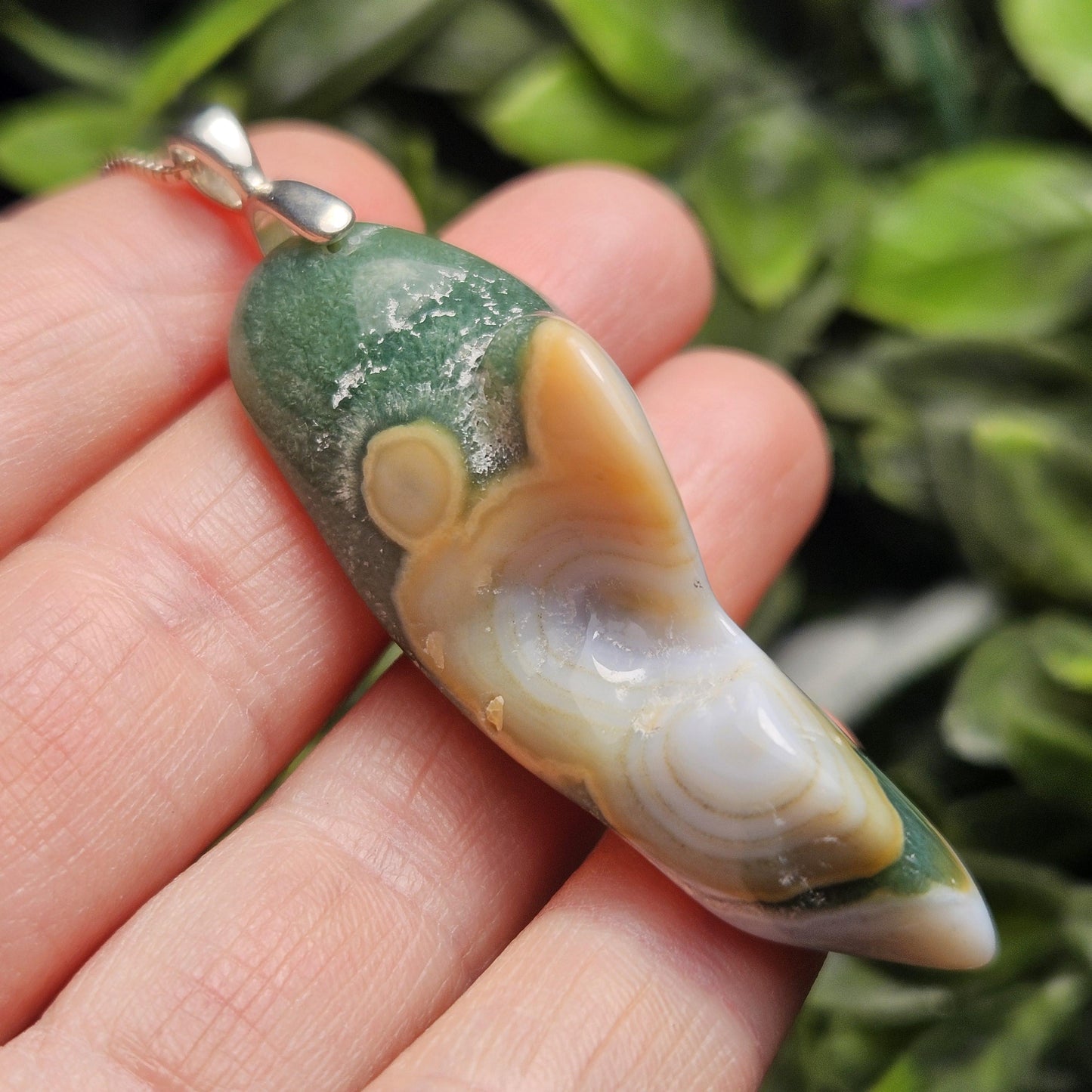 Vein 8 Ocean Jasper Pendant, Sterling Silver Madagascar Vein Eight Jasper