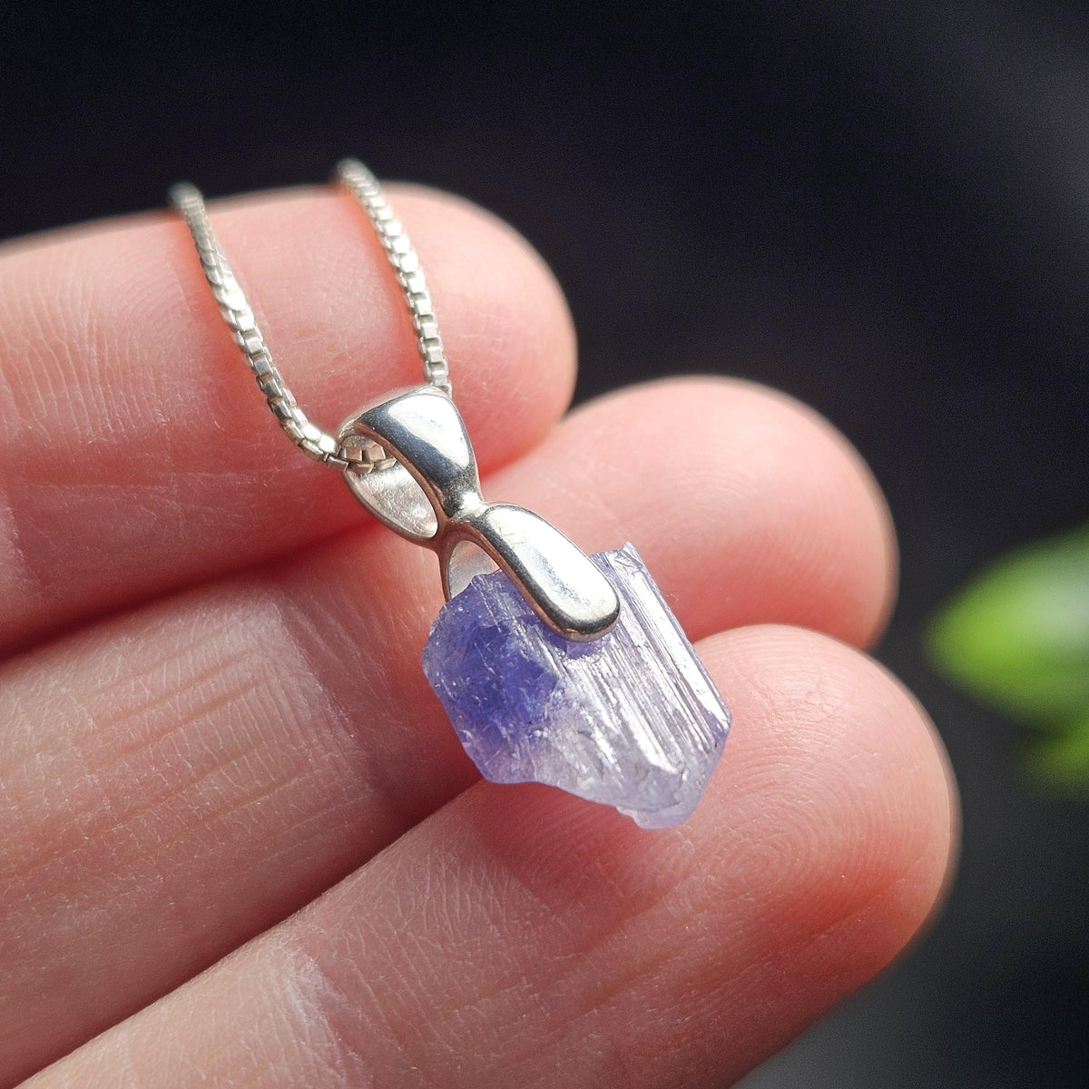 Tanzanite Crystal Sterling Silver Pendant, Raw Tanzanite Stone Jewelry