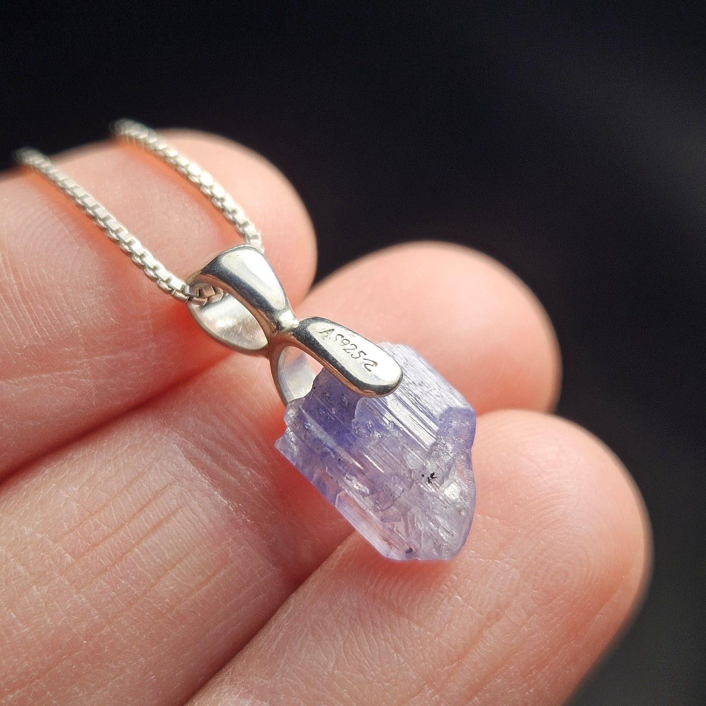 Tanzanite Crystal Sterling Silver Pendant, Raw Tanzanite Stone Jewelry
