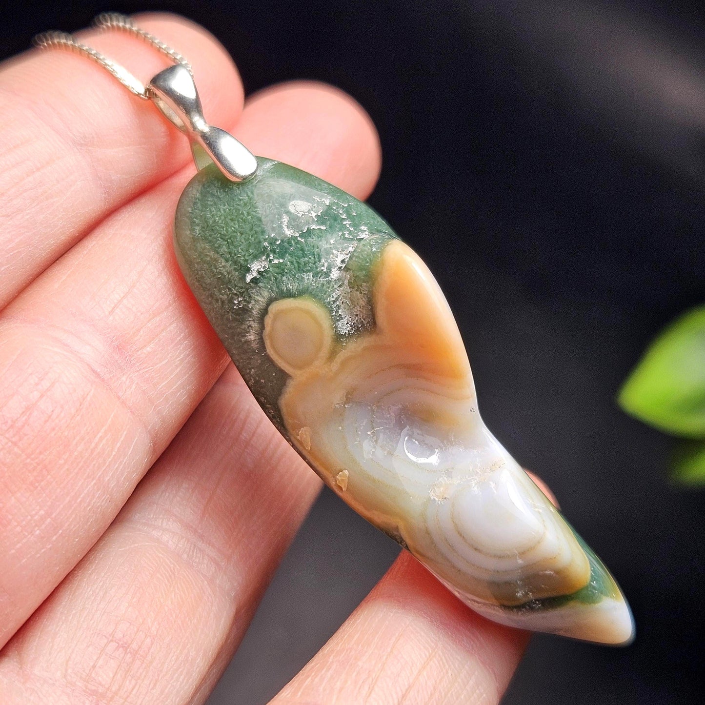 Vein 8 Ocean Jasper Pendant, Sterling Silver Madagascar Vein Eight Jasper