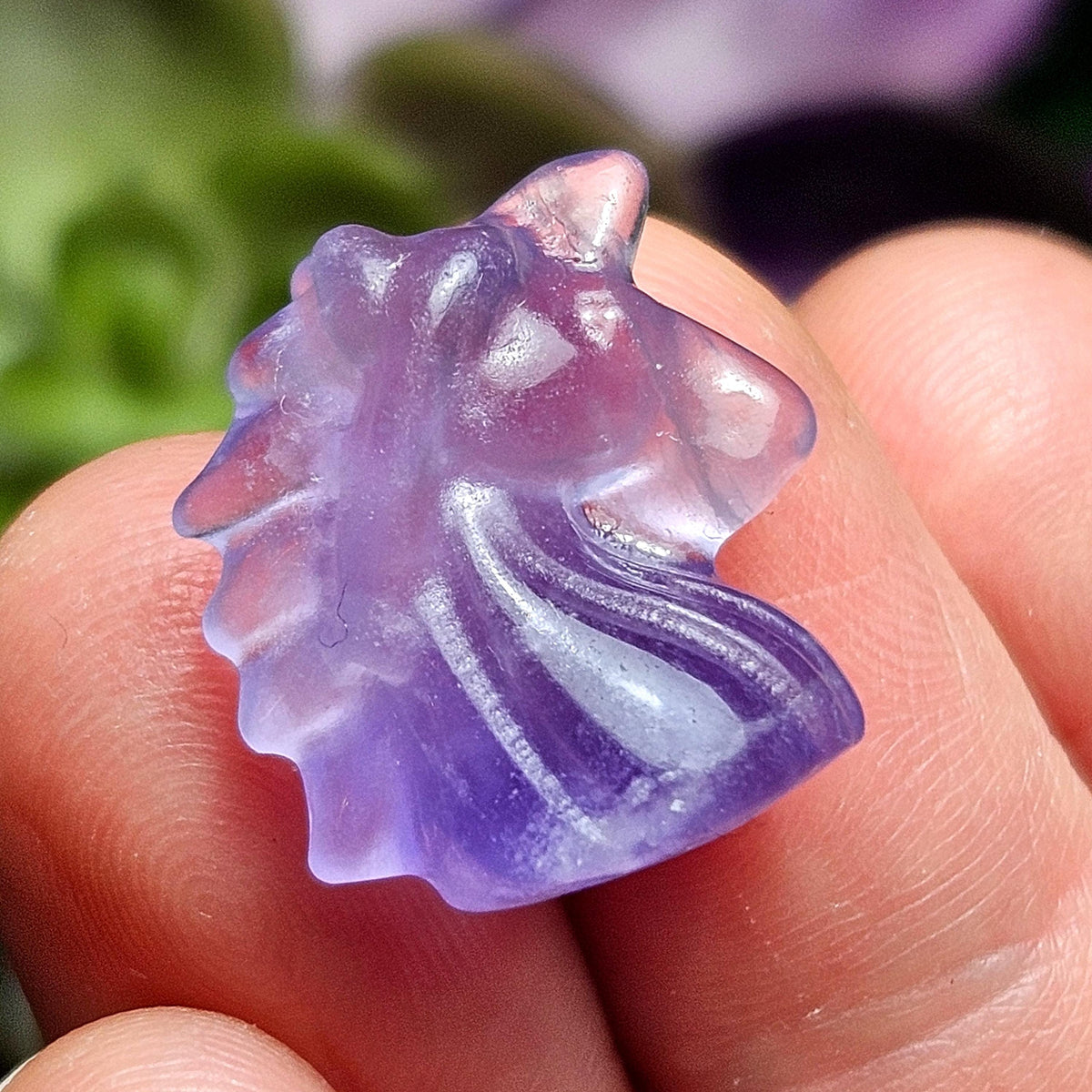 Mini Crystal Unicorn Gemstone Carving, Miniature Rainbow Fluorite Crystal Carving