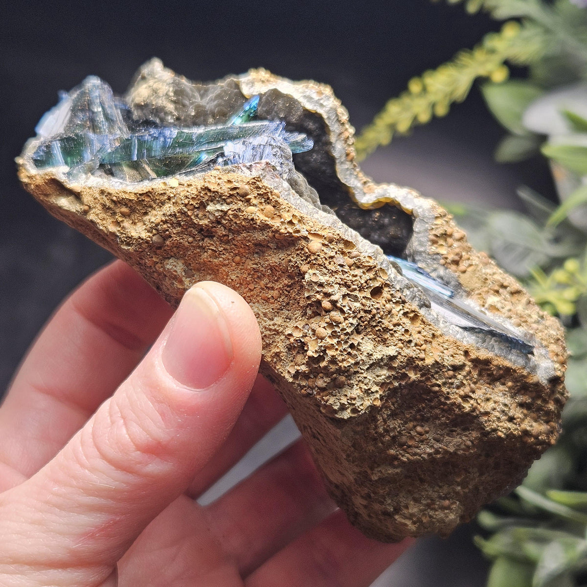Vivianite Crystal Cluster 254.84g, Vivianite Specimen, Raw Blue