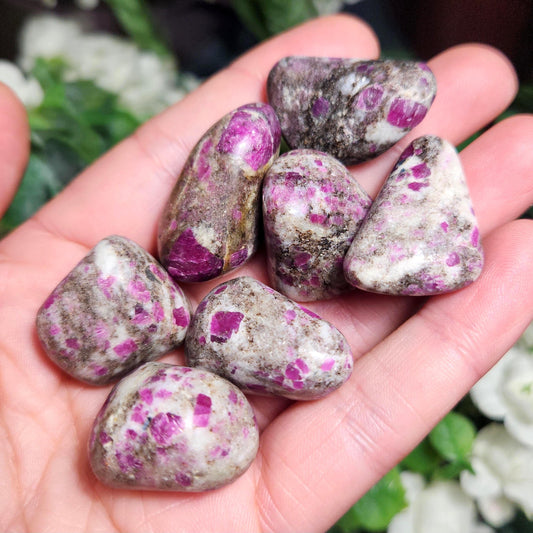 Tumbled Ruby Crystal, Ruby in Granite Specimen
