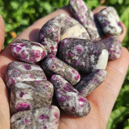 Tumbled Ruby Crystal, Ruby in Granite Specimen