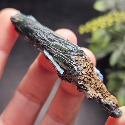 Vivianite Dragon Scale Crystal Specimen 24.11g, AAA Terminated Vivianite Crystal, Raw Blue