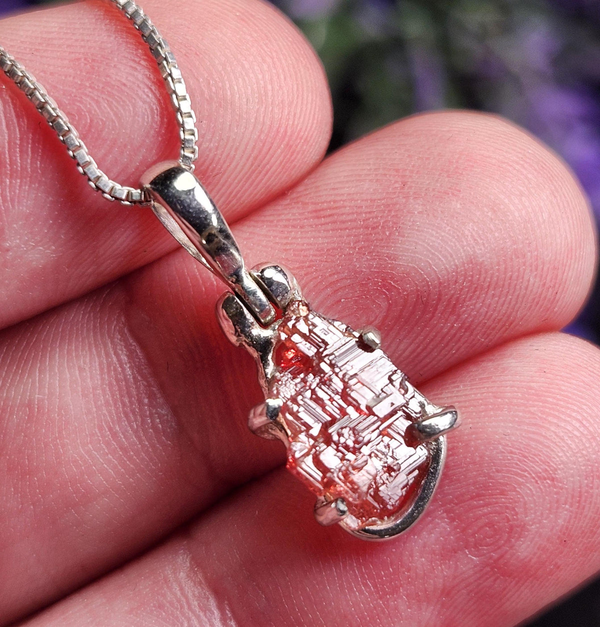 Etched Garnet Sterling Silver Pendant: Brazilian, Red Garnet Necklace