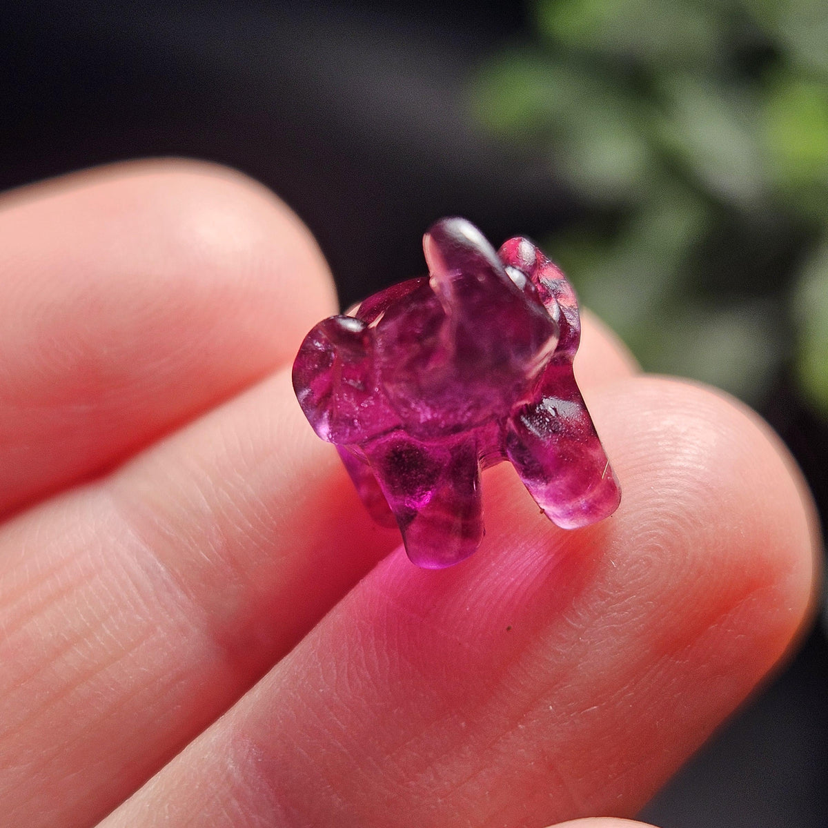 Rainbow Fluorite Elephant Carving
