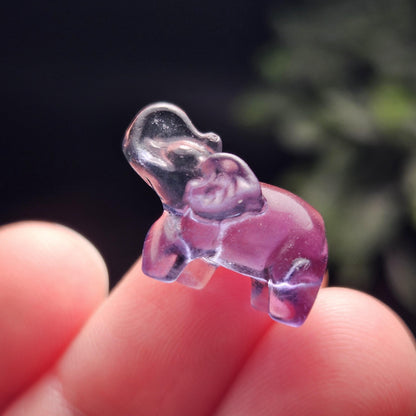 Rainbow Fluorite Elephant Carving