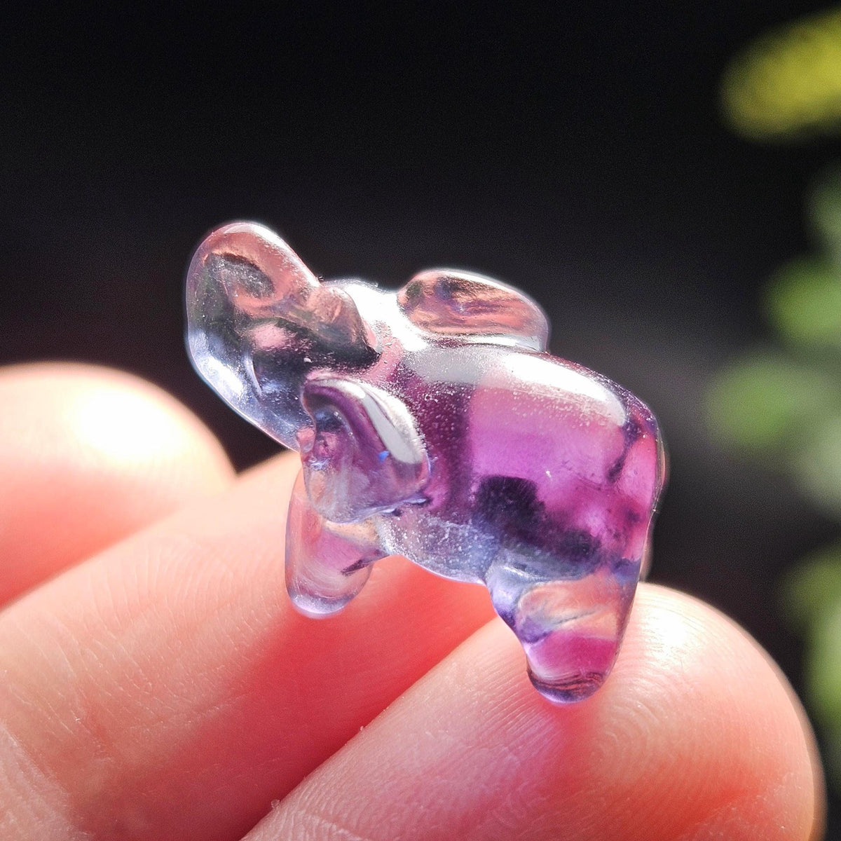 Rainbow Fluorite Elephant Carving
