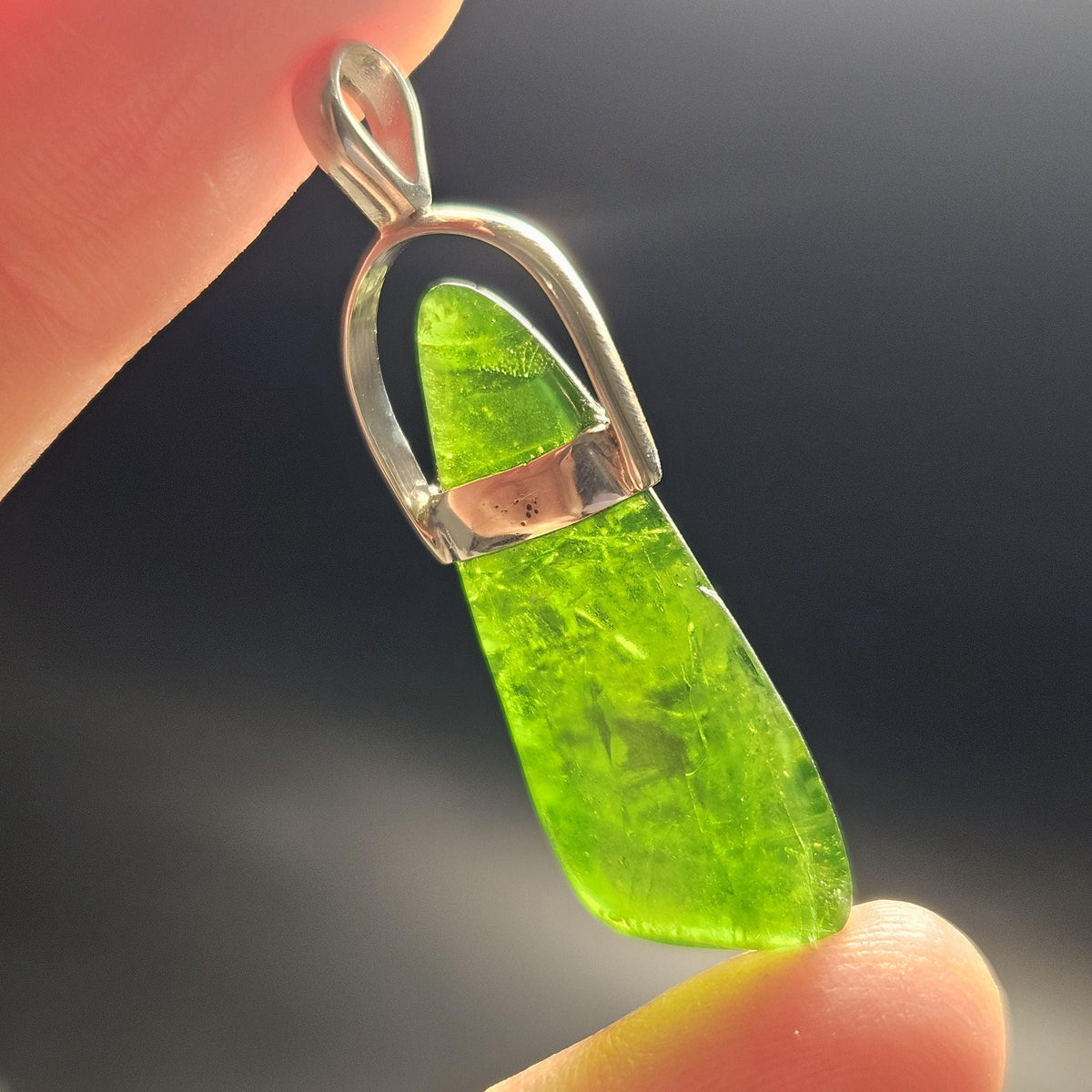 Chrome Diopside Crystal Pendant, Sterling Silver