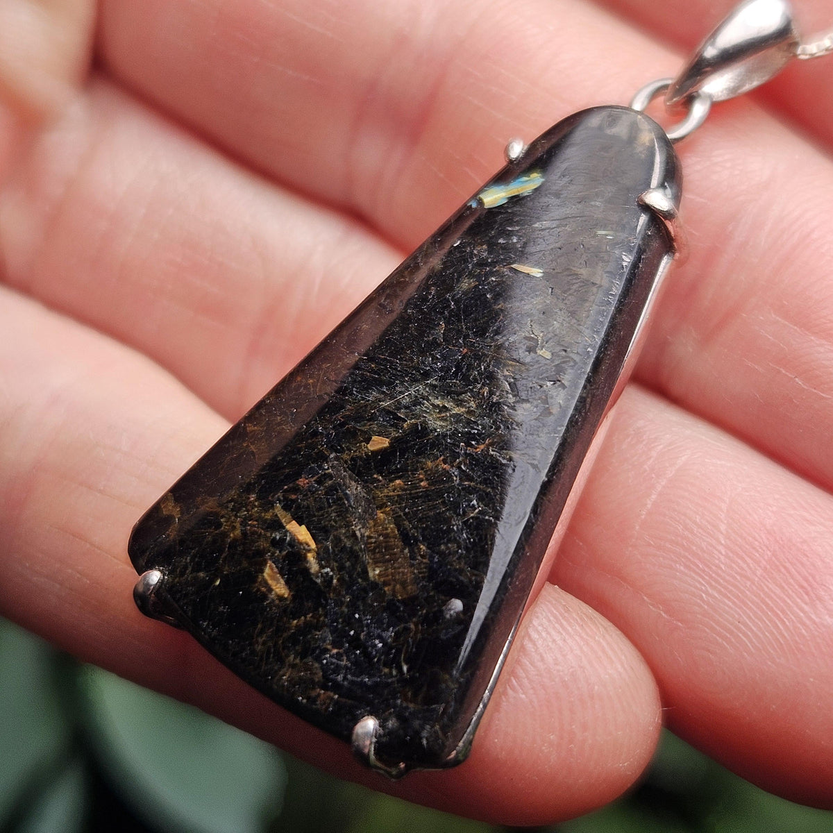 Greenland Nuummite Pendant, Rare Authentic Collector's Crystal