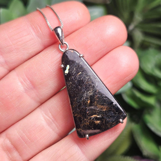 Greenland Nuummite Pendant, Rare Authentic Collector's Crystal