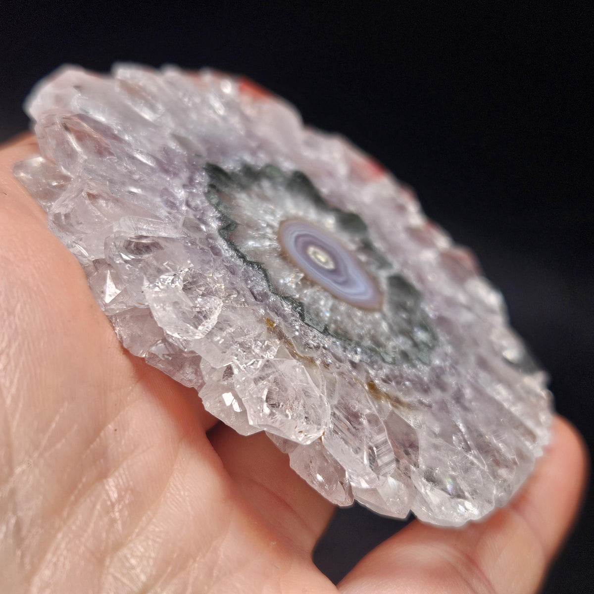 Lavender Amethyst Stalactite Slice with Green Crystal Core (2.5 inches)