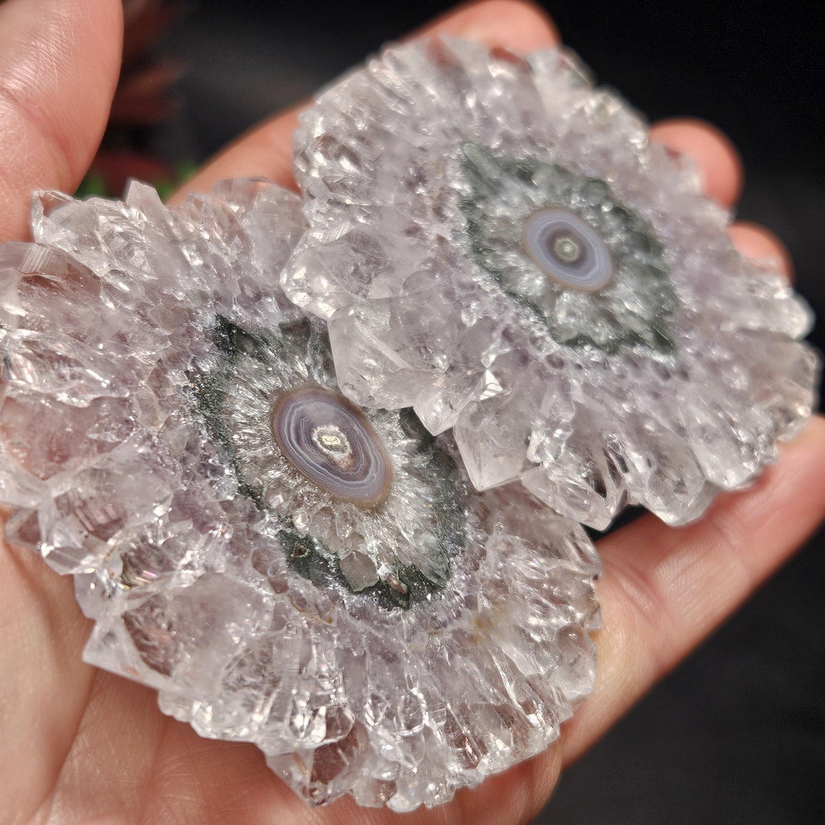 Lavender Amethyst Stalactite Slice with Green Crystal Core (2.5 inches)