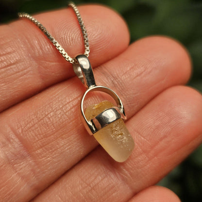 Yellow Sapphire Crystal Pendant, OLD STOCK Sri Lanka Sapphire Necklace Jewelry