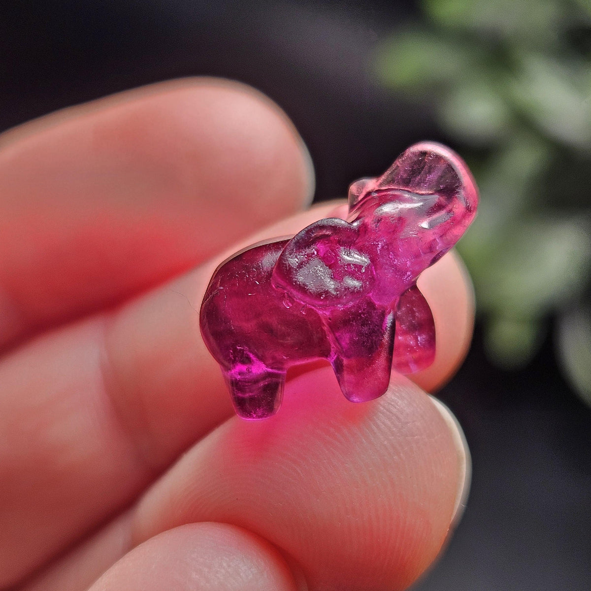 Rainbow Fluorite Elephant Carving