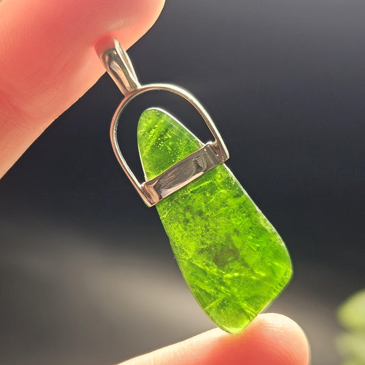 Chrome Diopside Crystal Pendant, Sterling Silver