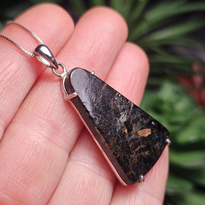Greenland Nuummite Pendant, Rare Authentic Collector's Crystal