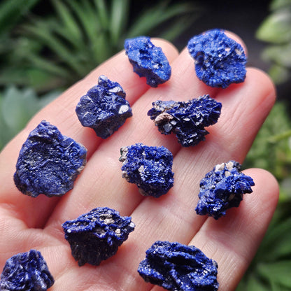 Azurite Crystal Specimen from Morocco, Druzy Terminated Blue Azurite Stone