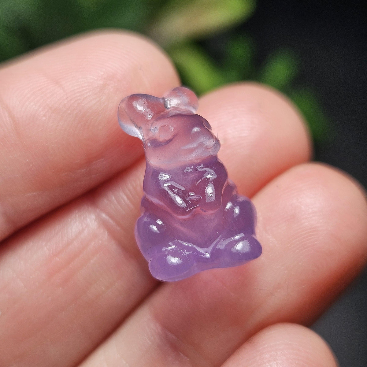 Mini Rabbit Crystal Carving, Rainbow Flourite Bunny Gemstone Polished Miniature