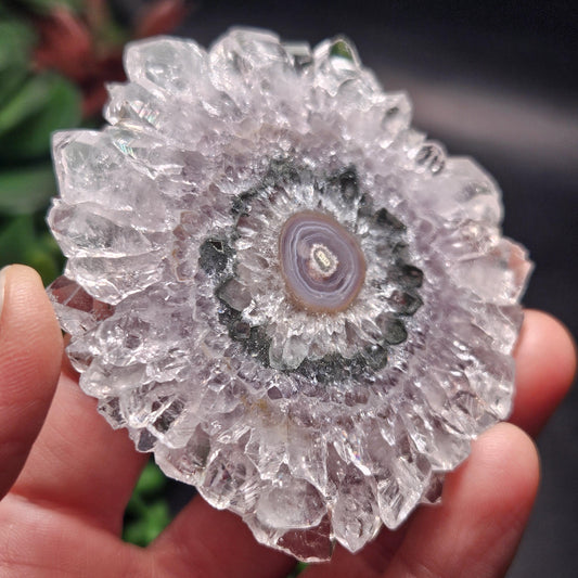 Lavender Amethyst Stalactite Slice with Green Crystal Core (2.5 inches)
