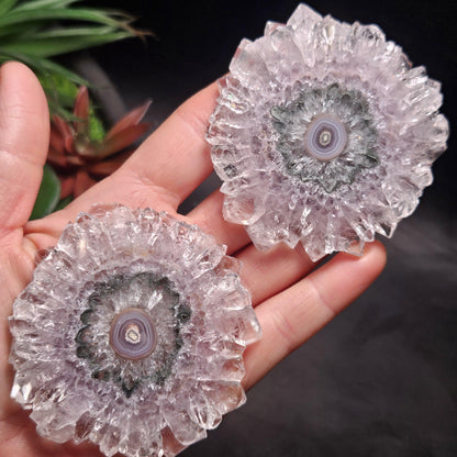 Lavender Amethyst Stalactite Slice with Green Crystal Core (2.5 inches)
