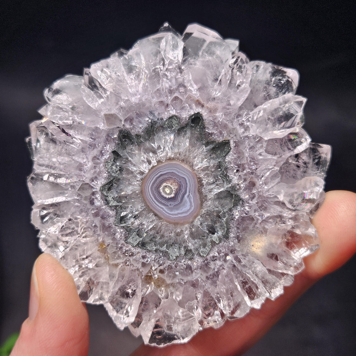 Lavender Amethyst Stalactite Slice with Green Crystal Core (2.5 inches)